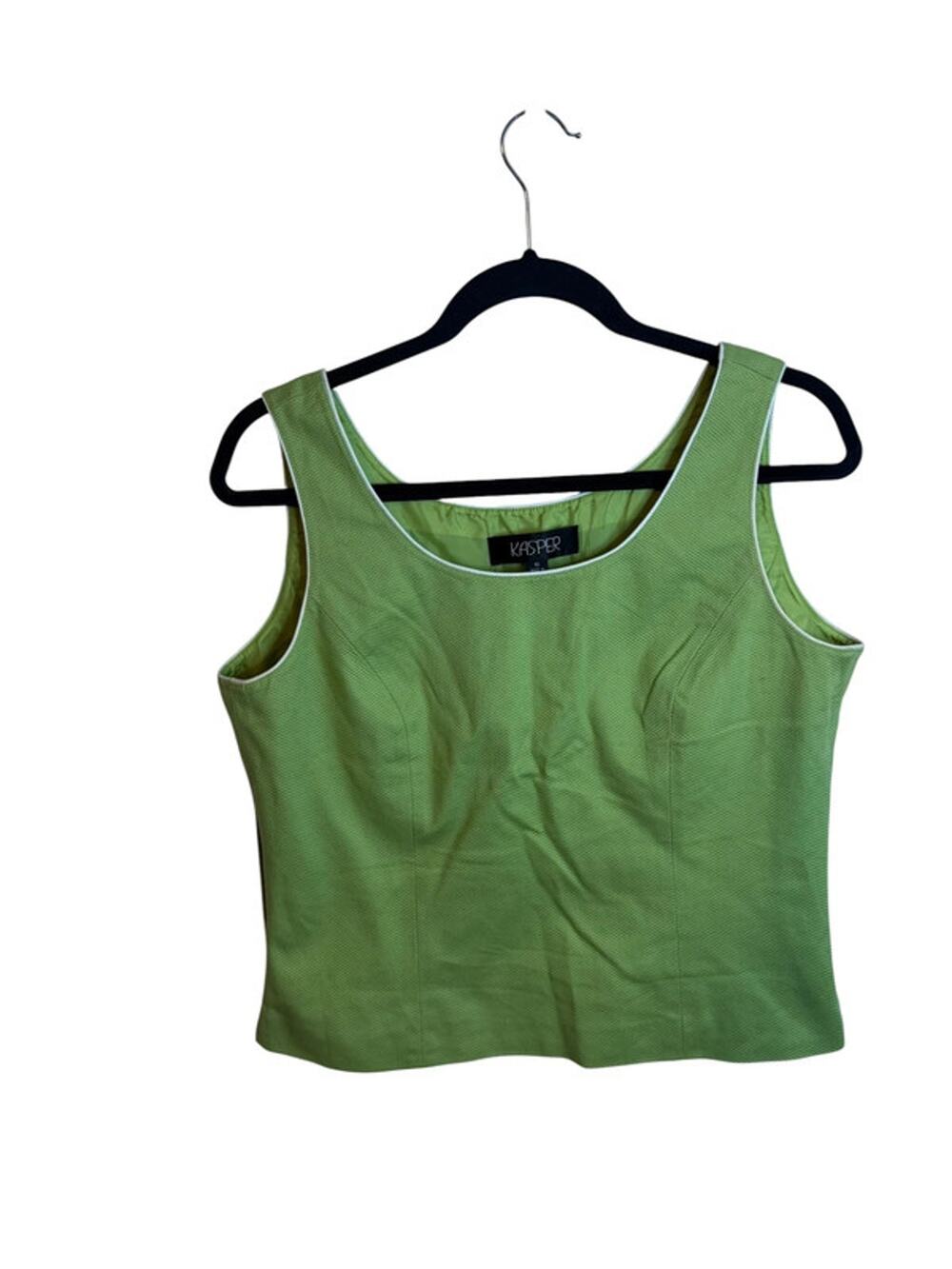 Kasper Textured Green Sleeveless Shell Top